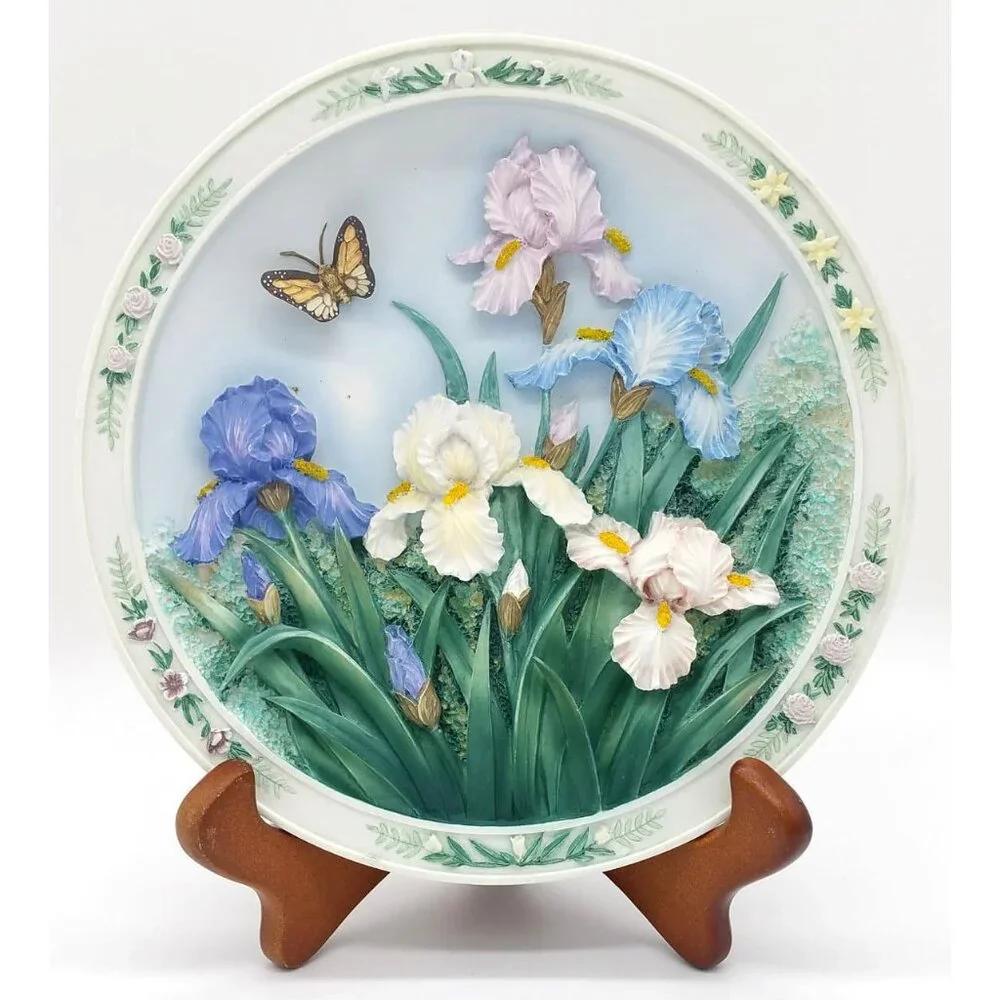 Lena Liu's 3D Plate The Iris Garden Bradford Exchange Limited Edition Wall Decor